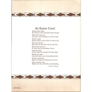 An Easter Carol Christina G. Rossetti 1970s Poem Retro Kitsch Wall Art SH4